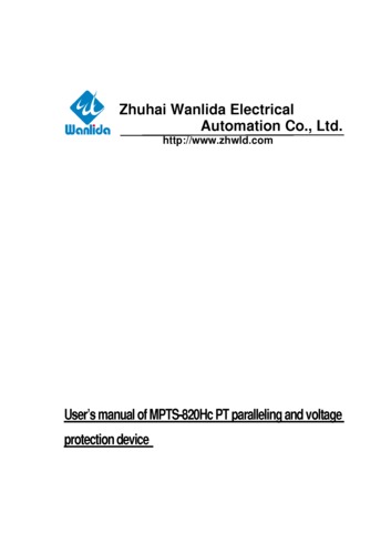 User's manual of MPTS-820Hc PT paralleling and voltage protection DeviceV1.03