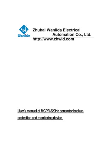 User’s manual of MGPR-820Hc generator backup protection measuring and control device V1.03
