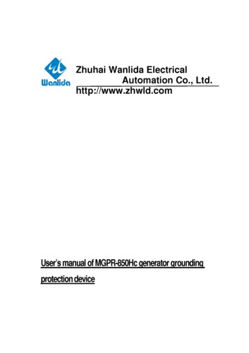 User’s manual of MGPR-850Hc generator grounding protection device V1.04