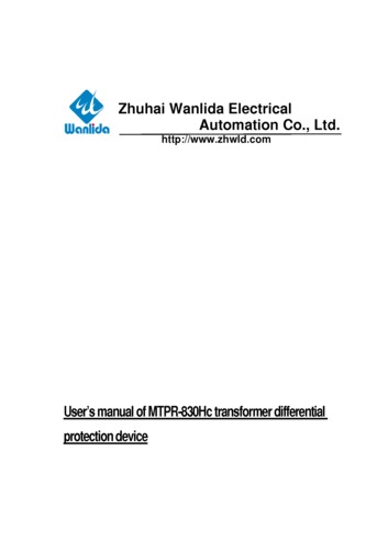 User's manual of MTPR-830Hc transformer differential protection device V1.03