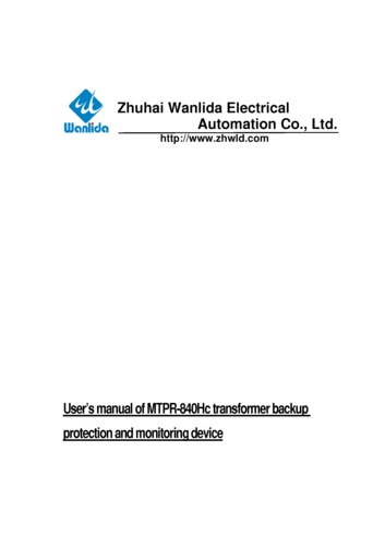 User's manual of MTPR-840Hc transformer backup protection and monitoring device V1.03